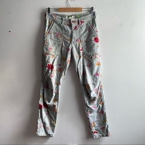 COPY - Anthropologie Tall light blue floral embroidered Wanderer utility cargo …
